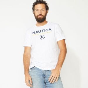 NAUTICA JEANS CO. LOGO T-SHIRT New With Tags Bright White Summer Tee Shirt